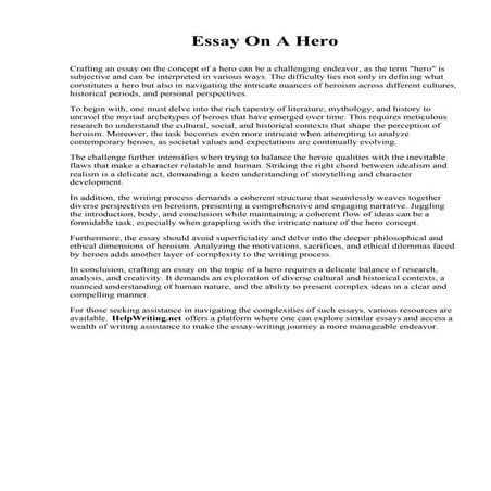 Essay On A Hero. Georgia State University