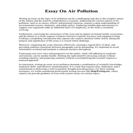 Essay On Air Pollution. Chicago State University