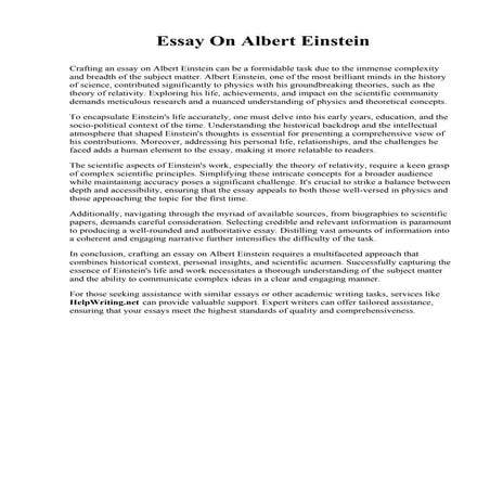 Essay On Albert Einstein. James Madison University | PDF