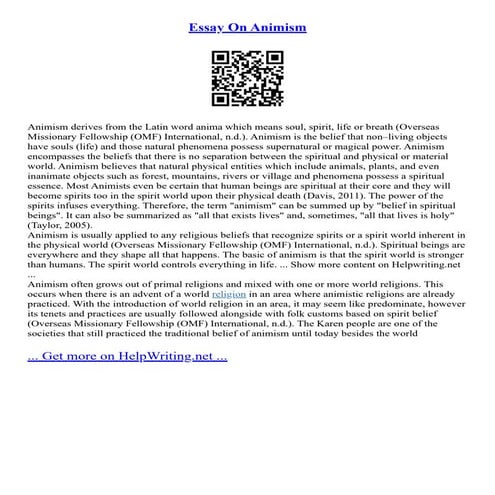 Essay On Animism | PDF