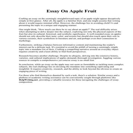 Essay On Apple Fruit. University of Minnesota, Twin Cities