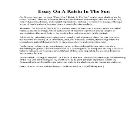 Essay On A Raisin In The Sun.pdf