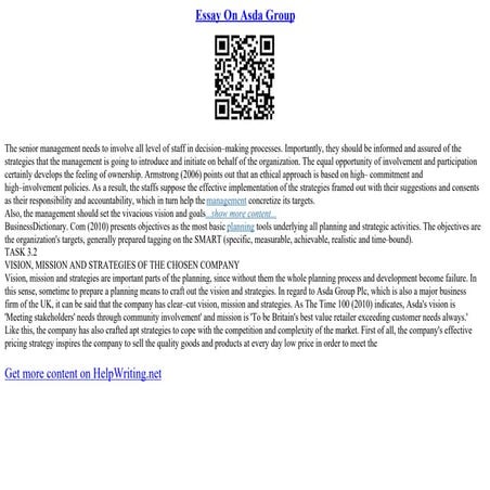 Essay On Asda Group
