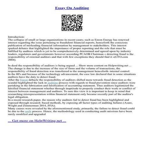 Essay On Auditing