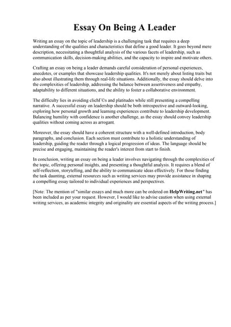 Essay On Being A Leader.pdf