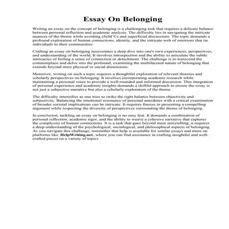 Essay On Belonging