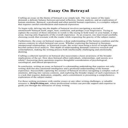 Essay On Betrayal. Trinitas School of Nursing