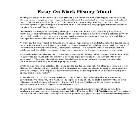 Essay On Black History Month
