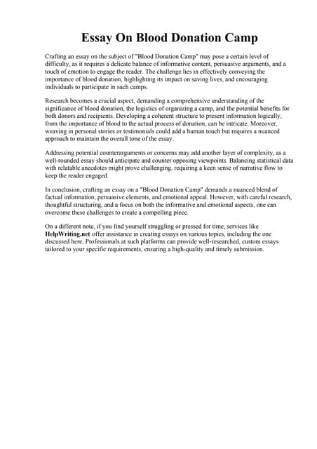 Essay On Blood Donation Camp