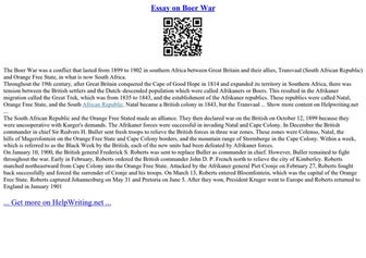 Essay On Boer War