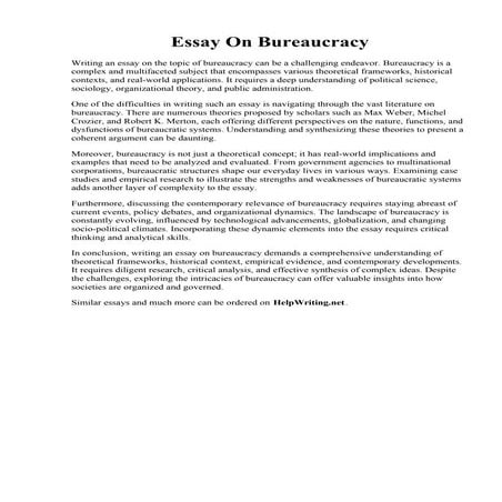 Essay On Bureaucracy. The Concept of Bureaucracy Essay Example  Topics and We...