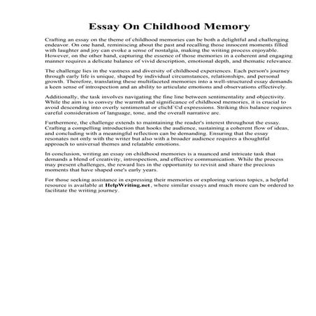 Essay On Childhood Memory