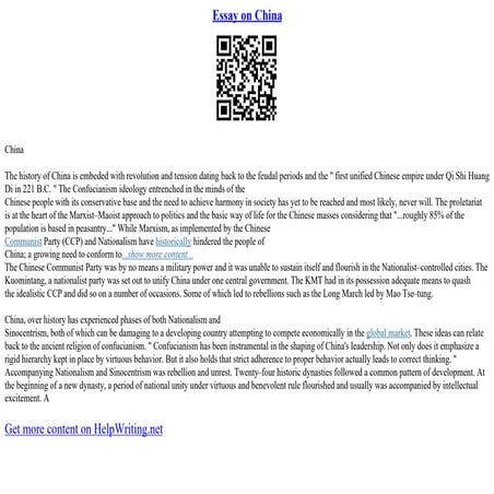 Essay On China