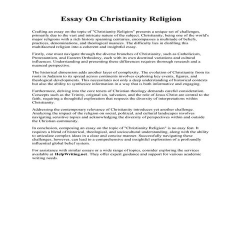 Essay On Christianity Religion. Fisher College