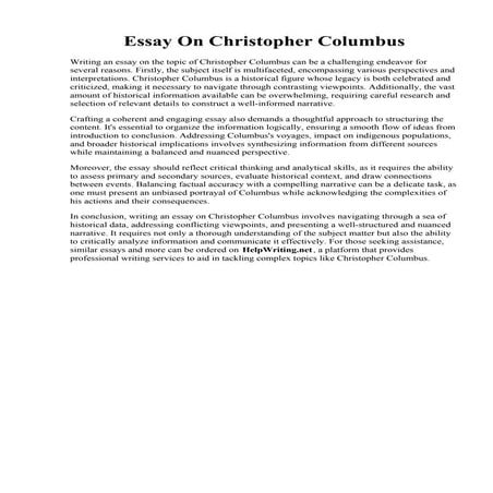 Essay On Christopher Columbus