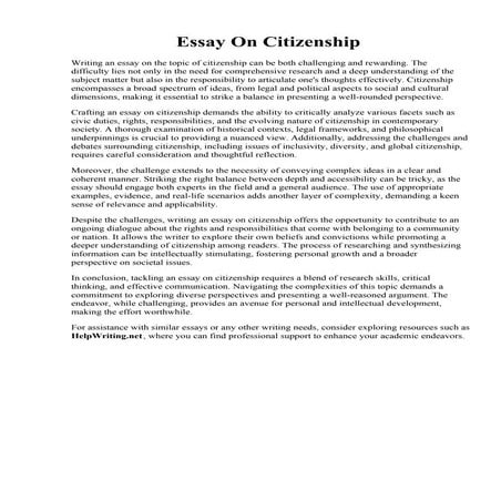 Essay On Citizenship. Essay about global citizenship and youth