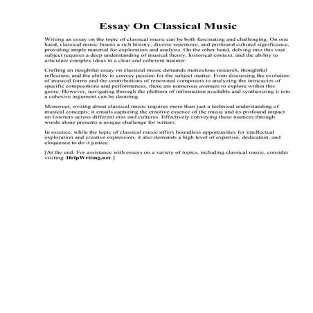Essay On Classical Music