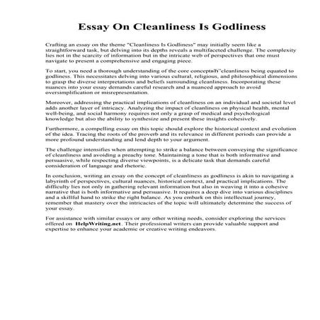 Essay On Cleanliness Is Godliness. Kentucky Real Estate College