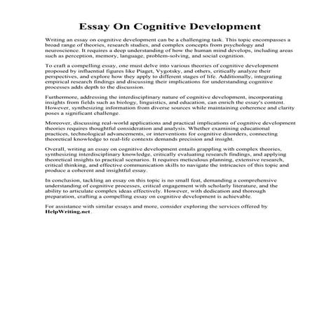 Essay On Cognitive Development. DOC Cognitive Development  Farwa Khan - Acade...