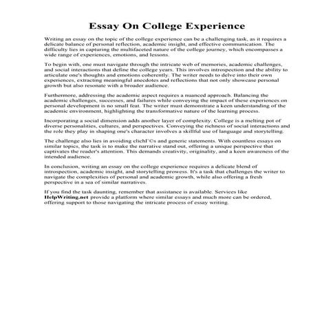 Essay On College Experience PDF