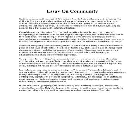 Essay On Community. Cleveland Community College