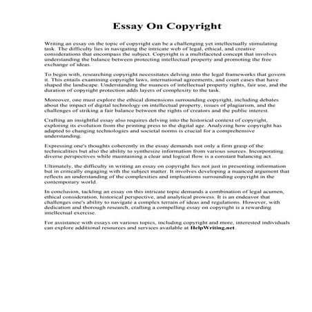 Essay On Copyright. Roosevelt University