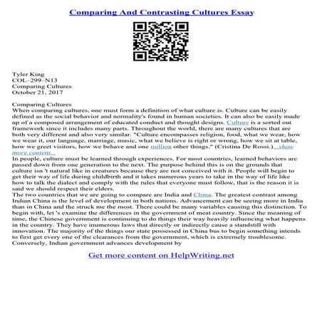 Cultural Analysis Essay