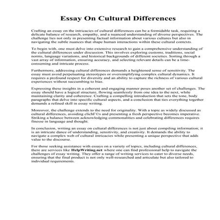 Essay On Cultural Differences. Transylvania University