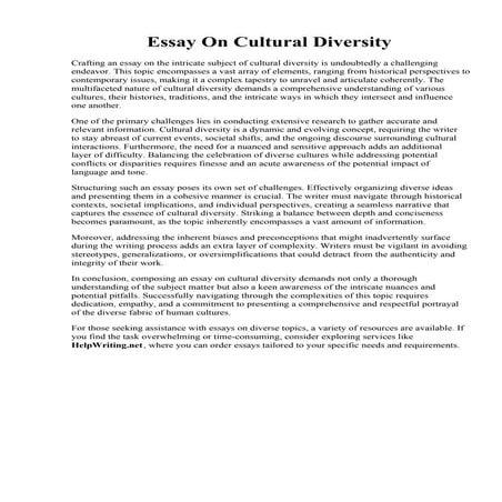 Essay On Cultural Diversity | PDF