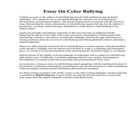 Essay On Cyber Bullying