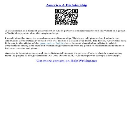 Essay On Dictatorship