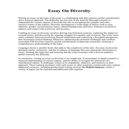 Essay On Diversity. College of Coastal Georgia