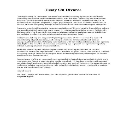 Essay On Divorce. University of Lynchburg