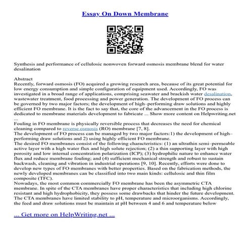 Essay On Down Membrane