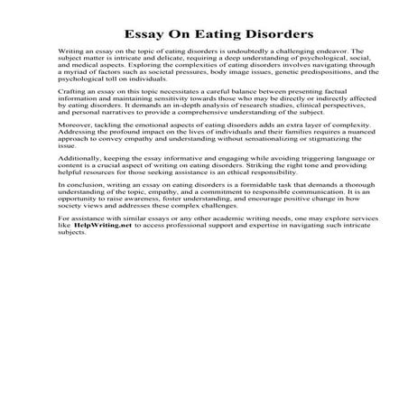 Essay On Eating Disorders. Eating disorder essay introduction
