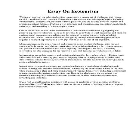 Essay On Ecotourism. The Future Of Ecotourism Essay - durdgereport492.web.fc2...