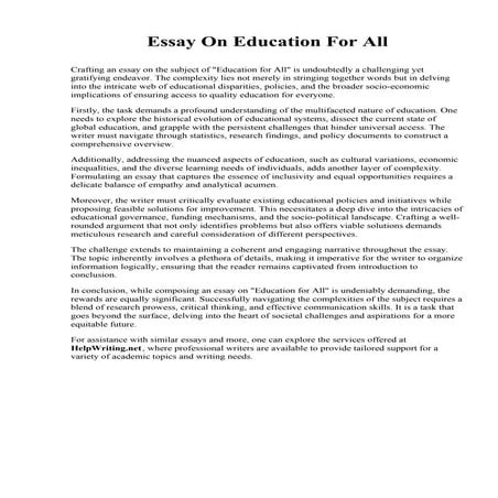 Essay On Education For All. Medical Career College