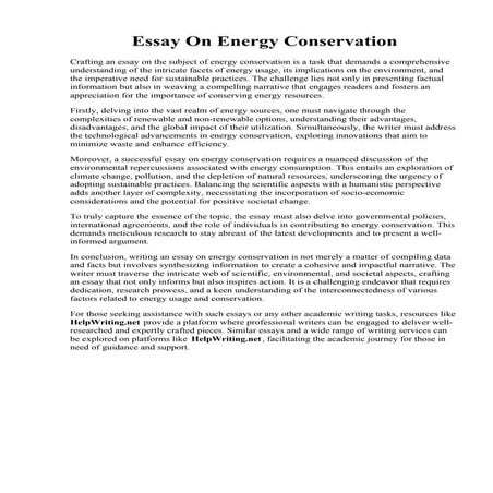 Essay On Energy Conservation. ️ Essay on energy conservation in 250 words. Energy: Short Essay on ...
