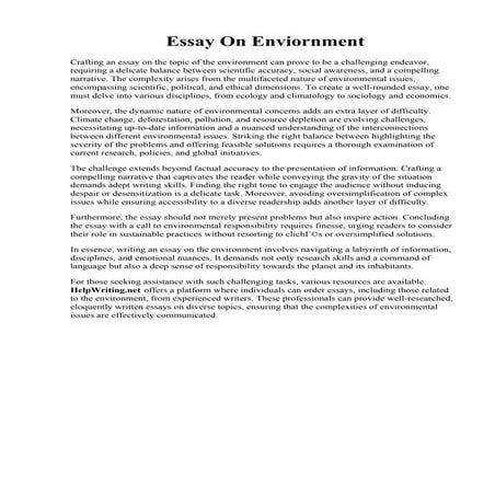 Essay On Enviornment