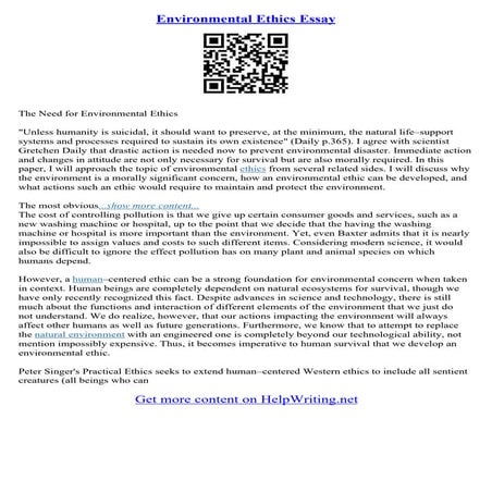 Essay On Environmental Ethics