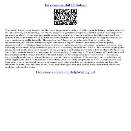 Essay On Environmental Pollution