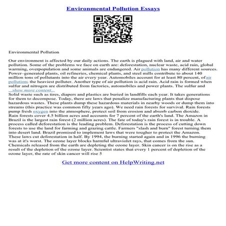 Essay On Environment Pollution