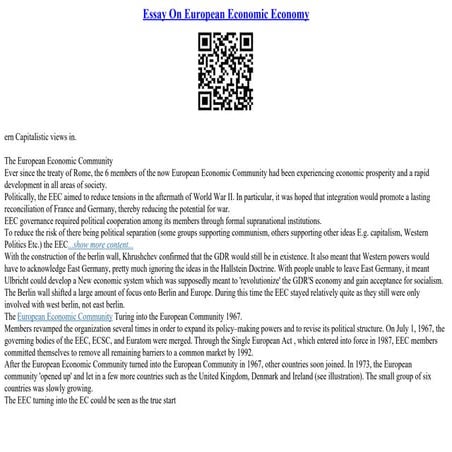 Essay On European Economic Economy
