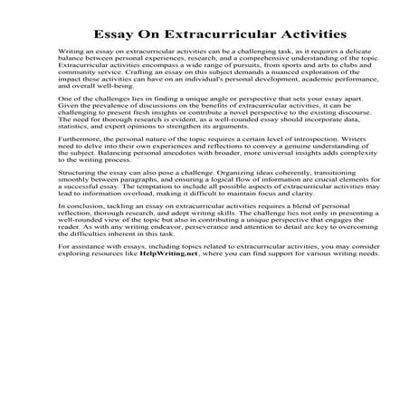 Essay On Extracurricular Activities.  Extracurricular activities essay. Ultim...