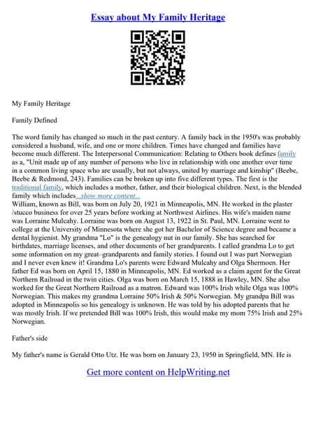 A Story Of My Family | PDF