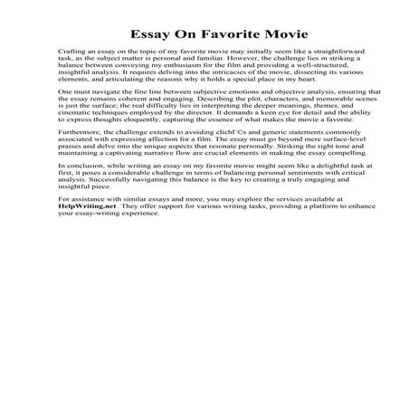 Essay On Favorite Movie.pdfEssay On Favorite Movie
