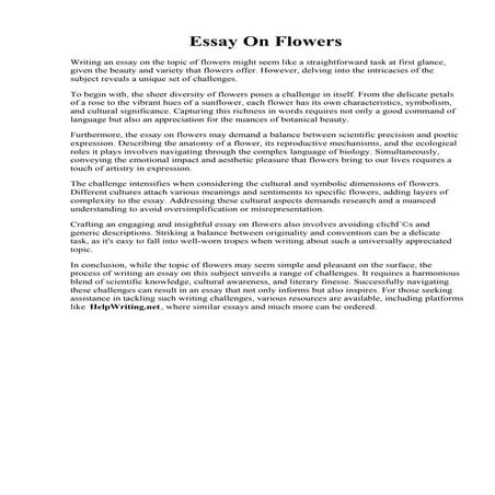 Essay On Flowers. Characteristics of Flowering Plants Essay Example  GraduateWay