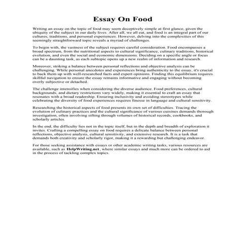 Essay On Food. Best Food Essay  Thatsnotus