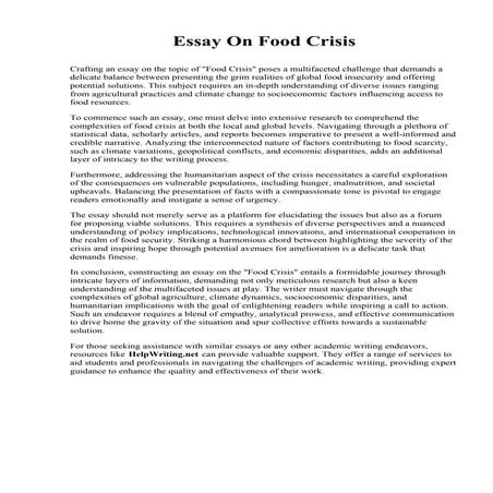 Essay On Food Crisis.pdfEssay On Food Crisis | PDF