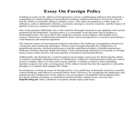Essay On Foreign Policy